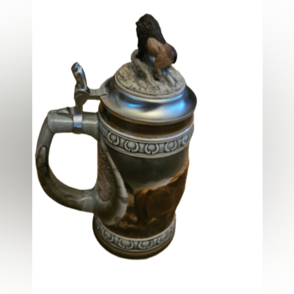 1996 Anheuser Busch "Animals of the Prairie" Raised Relief Stein Buffalo - Picture 6 of 9